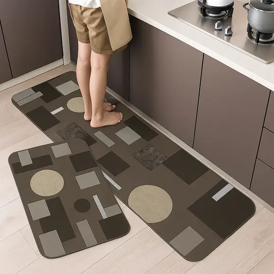 Jogo Tapete Cozinha 2 Peças Antiderrapante Toque Suave Design Moderno