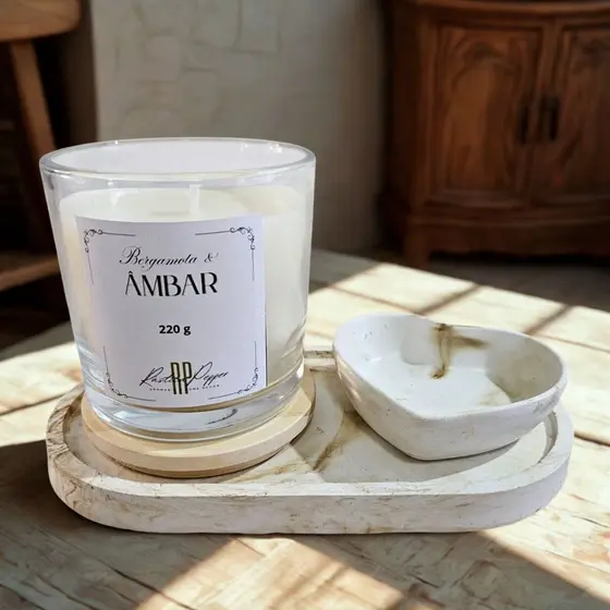 Kit Vela Aromática  Porta joia de Concreto Artesanal  Decoração