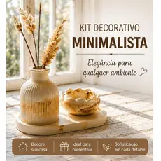 Kit Decorativo Minimalista - Bandeja + Vaso + Castiçal Flor de Lótus | Presente Elegante