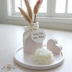 Kit Bandeja Minimalista com Vaso e Vela Aromática Presente Decorativo