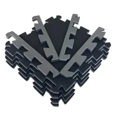 Kit 12 Tatames 50x50 20mm Bicolor Preto e Cinza