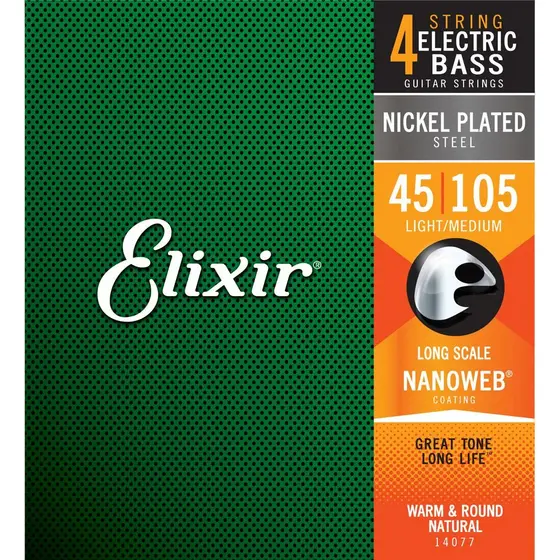 Encordoamento Baixo 4 Cordas Elixir 14077 Medium .045 -.105