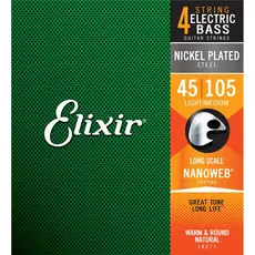 Encordoamento Baixo 4 Cordas Elixir 14077 Medium .045 -.105