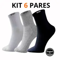Meia Cano Alto Longo Unissex Masculina Esporte Pares Kit 6  Pares