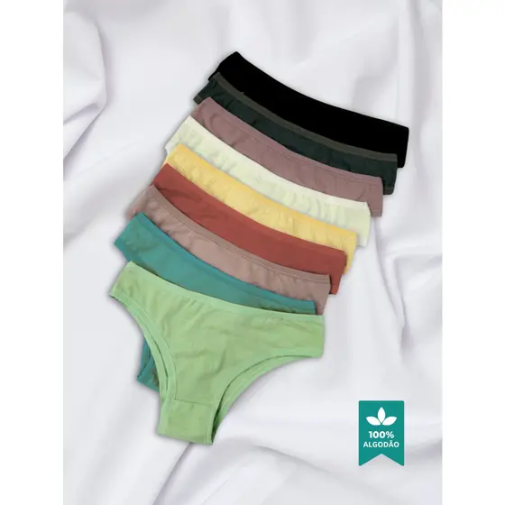 KIT 10 e 5 Calcinhas de Algodão Feminina Conforto Básica Cores Variadas Qualidade Premium