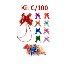 Kit Com 100 Laço Fácil De 30cm Laço Com Fio Presentes Cores Variadas Tamanho Grande