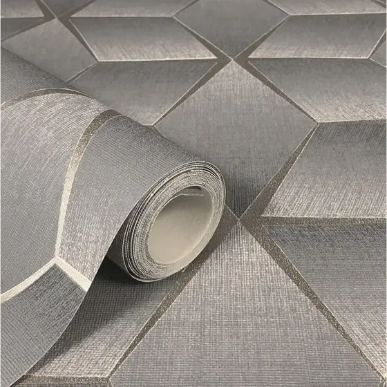 Papel de Parede PREMIUM Geométrico Acinzentado 5m x 45cm Autocolante Sala Quarto Escritório