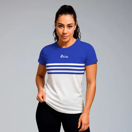 Camisa Camiseta Dry Fit Feminina Dry Fit Azul Zegh Para Academia Corrida Treino Proteção UV