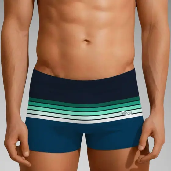 Sunga Praia e Piscina Boxer Masculina Zegh Azul Adulto Proteção UV - Com Forro e Cordão de Regulagem