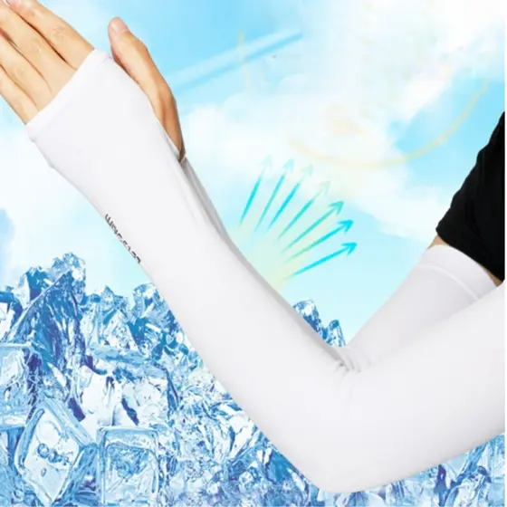 Manga De Braço Fria Proteção UV Para Trabalhos Esportivos 1Pair-White/Black