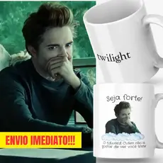 Caneca Xicara Porcelana 325ml Seja Forte Edward Cullen Crepúsculo Decoração Personalizada Presente
