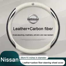 Capa de Volante em Couro e Fibra de Carbono para Carro, Adequada para Volante de 38CM, Capa Protetora Antiderrapante par