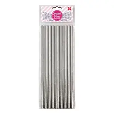 Canudo de Papel Metalizado Prata 6mmx200mm - 4365 - 12, 24, 36, 48 ou 60 unidades