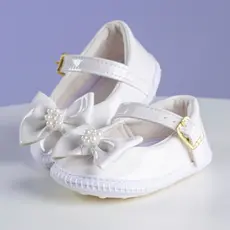 Sapatilha Infantil Bebê Menina Laço com Pérola Batizado Festa Benne Kids Promoção Natal Ano Novo