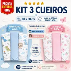 Kit 3 Cueiro Flanelado Estampado 50 x 80 Enxoval Infantil Bebê Menino Menina