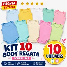 Kit 10 Body Regata Sem Manga Liso Infantil Bebê Menino Menina