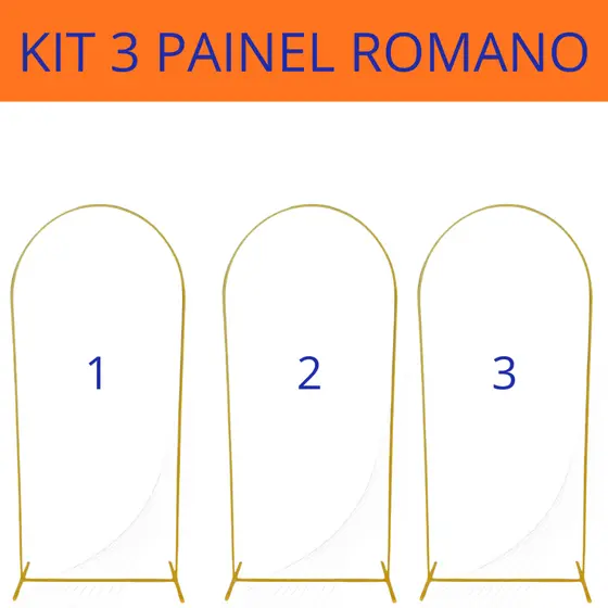 KIT 3 Painel Arco Romano de Ferro 2x1m | Arco Desmontável para Decoração de Festas | Alta Qualidade