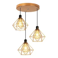 Luminária E-led Pendente Triplo Aramado Diamante Cor Rose Gold 110v/220v Por 1 Unidade