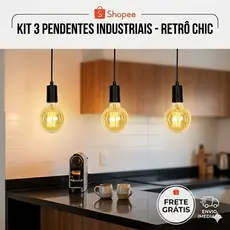 Kit 3 Pendente Lustre Retrô Fio Simples Soquete Liso E-27