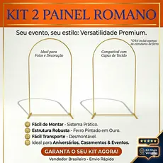 KIT 2 Painel Arco Romano de Ferro 2x1m | Arco Desmontável para Decoração de Festas | Alta Qualidade