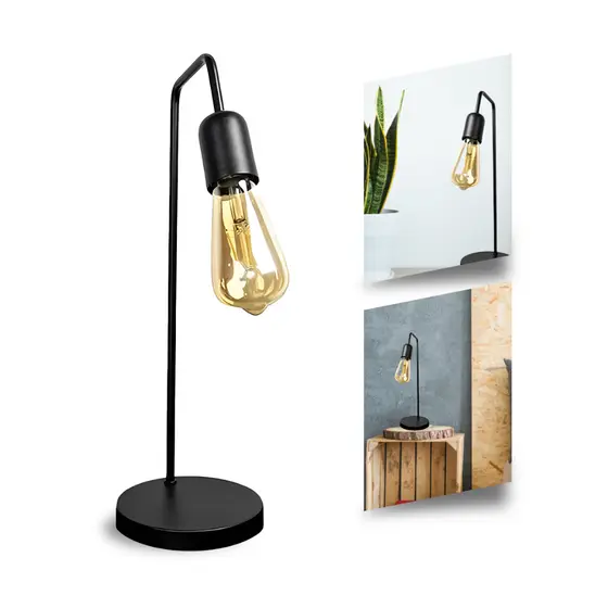 Abajur Luminaria De Mesa Quarto E-27 Retrô Vintage Industrial Quadrado Formato L