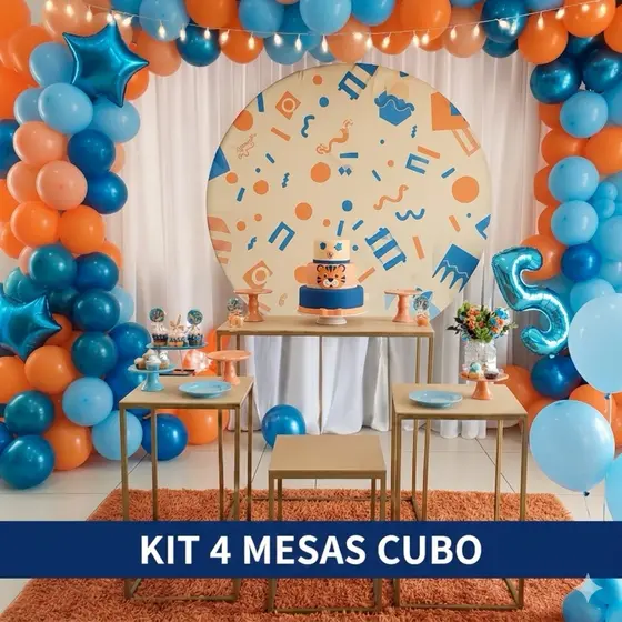 KIT 4 mesas cubo decoracao para festa - Desmontavel - fácil