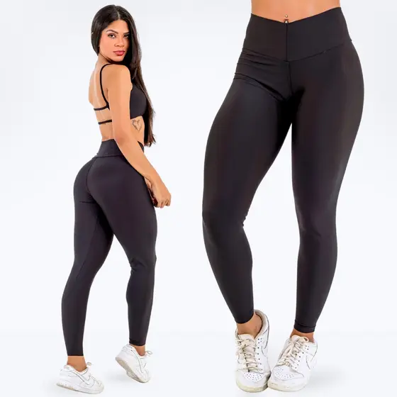 Calça Legging Fitness Feminina Zero Transparência Cós Largo Cintura Alta Academia Corrida Yoga Minay