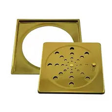 Ralo Grelha Inox Dourado com Caixilho 10x10