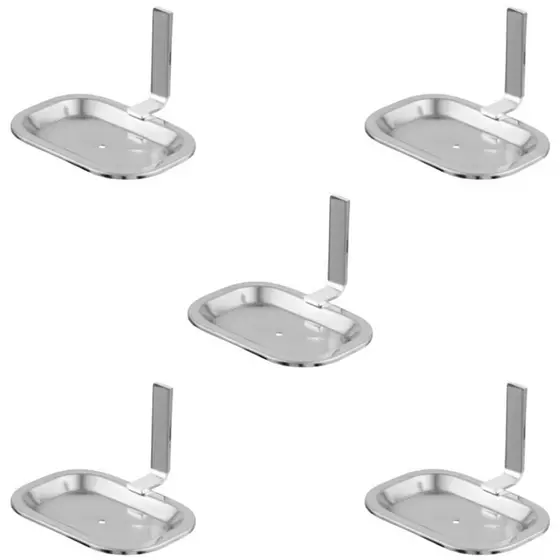 Kit 5 Saboneteiras Quadradas Inox Cromadas