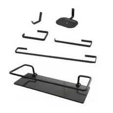 Kit Banheiro 5 Peças Quadrado Preto + Porta-Shampoo Reto Fumê