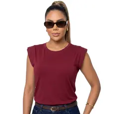 Blusa Feminina Muscle Tee Regata T-Shirt Gola Redonda Viscolycra Soltinha Casual M, G, GG