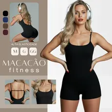 Macaquinho Feminino Fitness Top Alça Suplex Fitness Academia Modelador Costas Nua M , G e GG