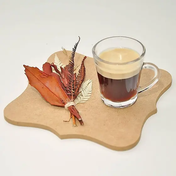 Kit 6 Jogo de Pires Em Madeira Café Mesa Posta Xícaras Buquê de FLores