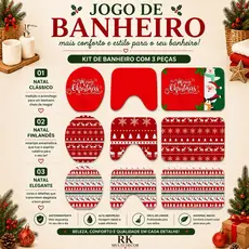 🎅 🔥 QUEIMA DE ESTOQUE –  JOGO DE BANHEIRO 3 PEÇAS NATAL🔥