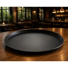 Bandeja De Garçom Antiderrapante 40cm Preta Para Bares Lanchonetes Restaurantes Servir Mesa Cumin Gme