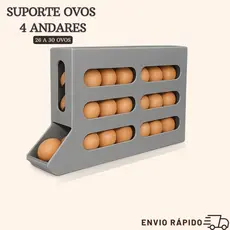 Suporte Porta Ovos Rolante 4 Andares Dispenser Armazena 26 a 30 Ovos Organizador Para Geladeira