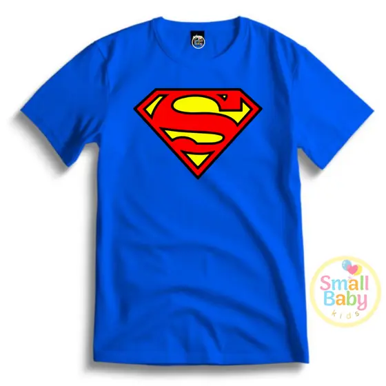 Camiseta/ Camisa Infantil / Juvenil Unissex Super Man Escudo em Algodão