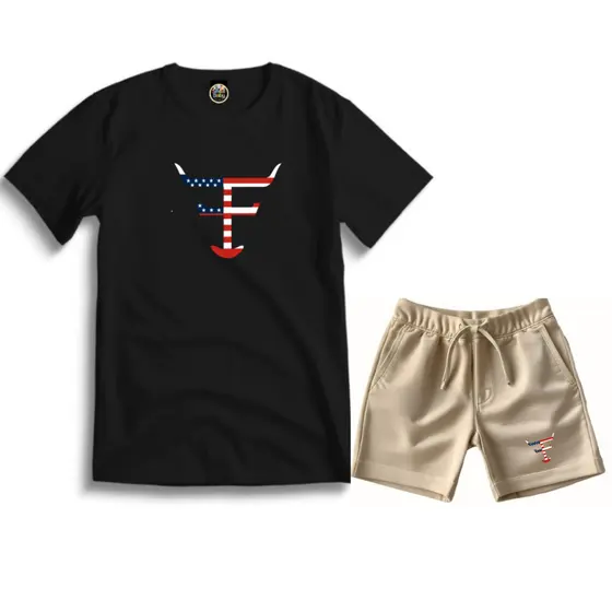Conjunto Infantil Camiseta e Short Moletinho Antena Texas Usa Moda Country