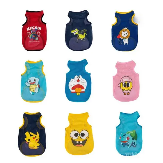 Roupas Estampadas em Estilo Cartoon para Gatos e Cães, Colete Protetor Solar para Animais de Estimação, Pelúcia 1GDA