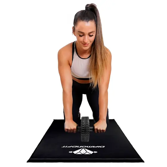 Kit Academia Colchonete Fitness Espuma Treino Com Roda Rolo Abdominal Exercício Funcional Com Tapete