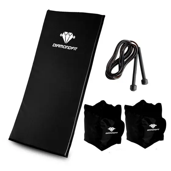 Kit Treino em Casa Colchonete +Caneleira Tornozeleira +Corda Pular Perda Peso Musculação Academia