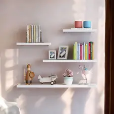 Kit 4 Prateleiras Nicho Mdf Branco 10x20/30/40/45 Sala Quarto Cozinha Com Kit De Instalação