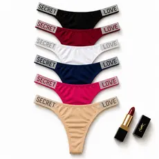 Kit 3/5/10 Calcinhas Fio Dental LOVE SECRET com Strass Lisa Sem Costura POLIAMIDA IMPORTADA