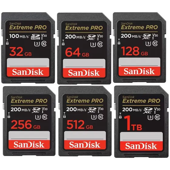 Extreme PRO SDXC Memory Card Classe 10 32GB/64GB/128GB/256GB/512GB/1TB  High Speed 200MB For   For Camera | Camcorders