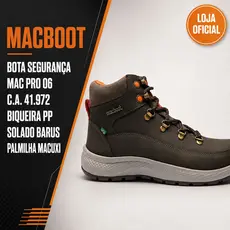 Bota Unissex de Segurança Cano Alto Macboot Mac Pro 06 Couro Trilha Trabalho Resistente Confortável