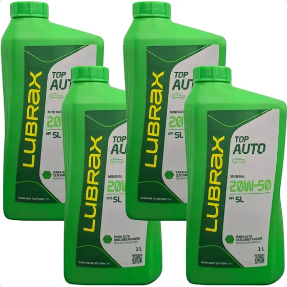 Kit 4 Óleo Motor Top Auto 20w50 Sl Mineral Lubrax Petrobras 1 Litro