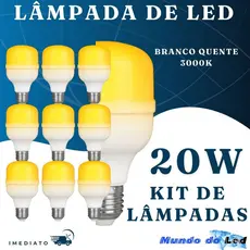 Kit Promoção de Lampadas 20W 3000k Branco Quente 1600lm Bocal E27 Bivolt
