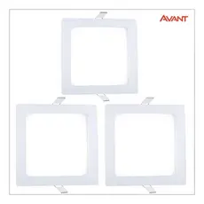 Kit 3 Plafon Painel Led Quadrado Embutir  6500k 18w Biv Avant