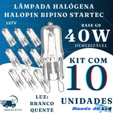 Kit10 Lamp Halógena Halopin Bipino 40w 110v G9 Fosca Dimeri