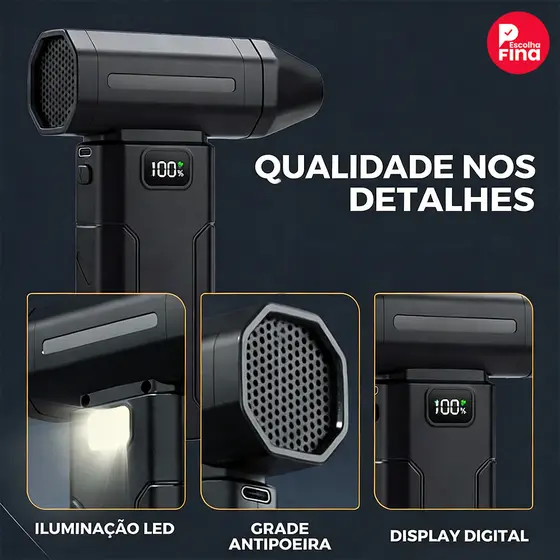 Soprador Turbo Sem Fio 100000 RPM Mini Jato Elétrico Portátil para Limpeza de PC, Teclado e Equipamentos Eletrônicos